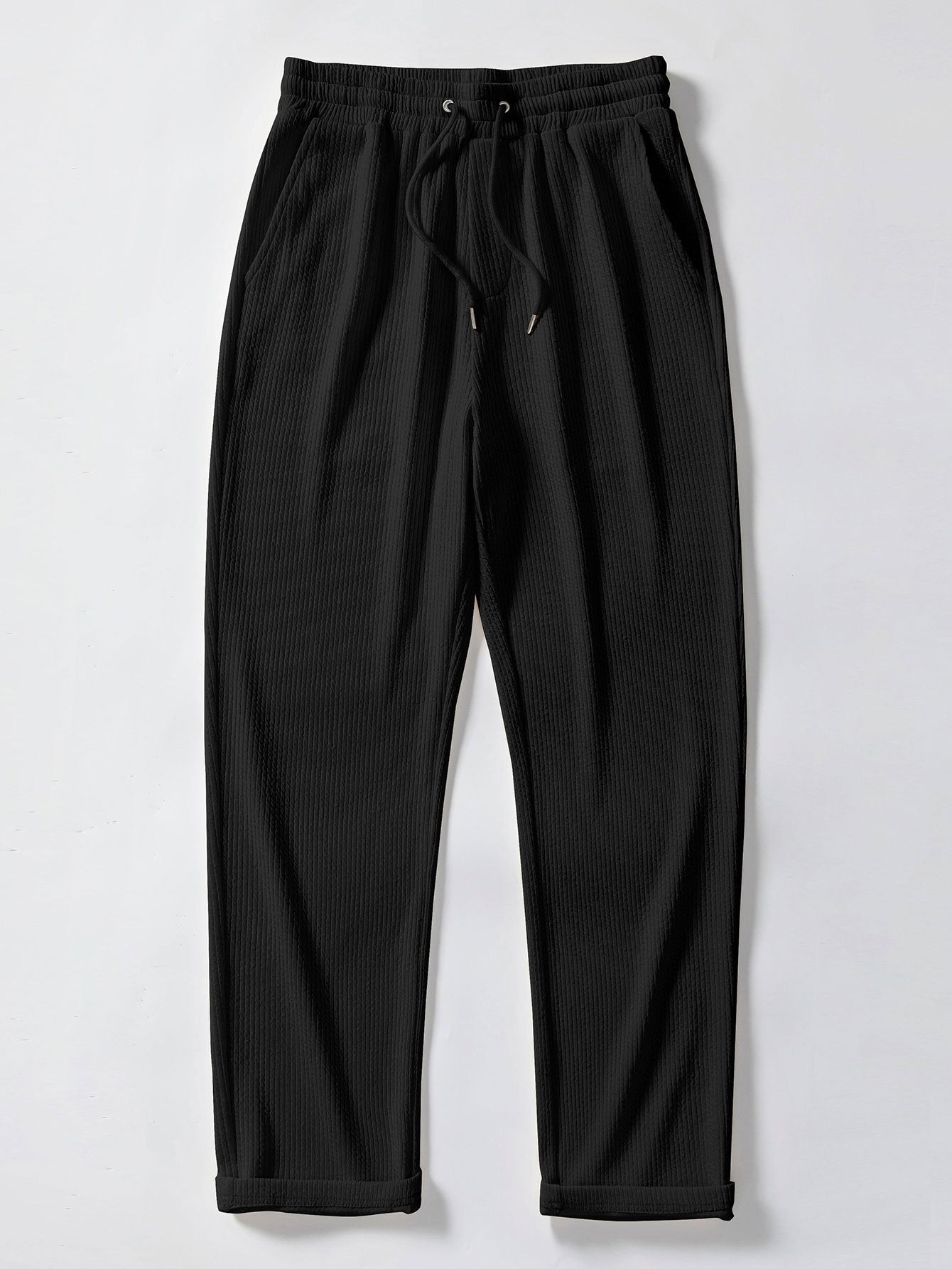 Textured V-Neck Polo & Trousers Set