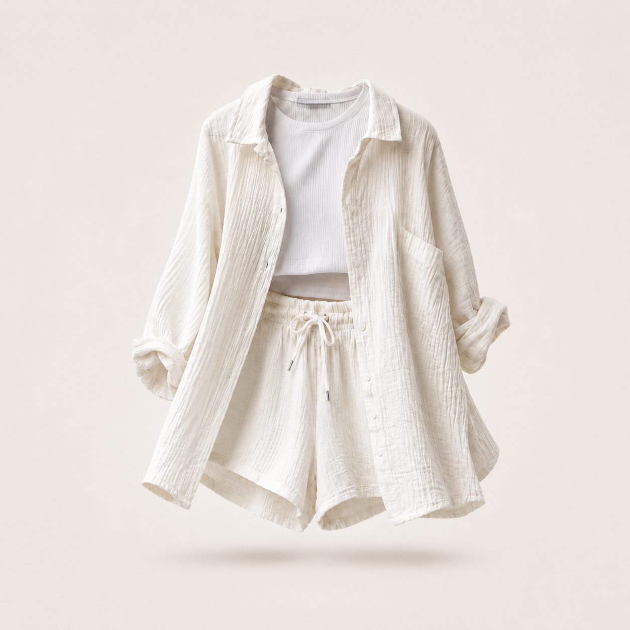Conjunto de camisa y pantalón corto Riviera Crinkle