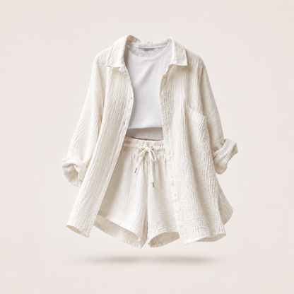 Conjunto de camisa y pantalón corto Riviera Crinkle