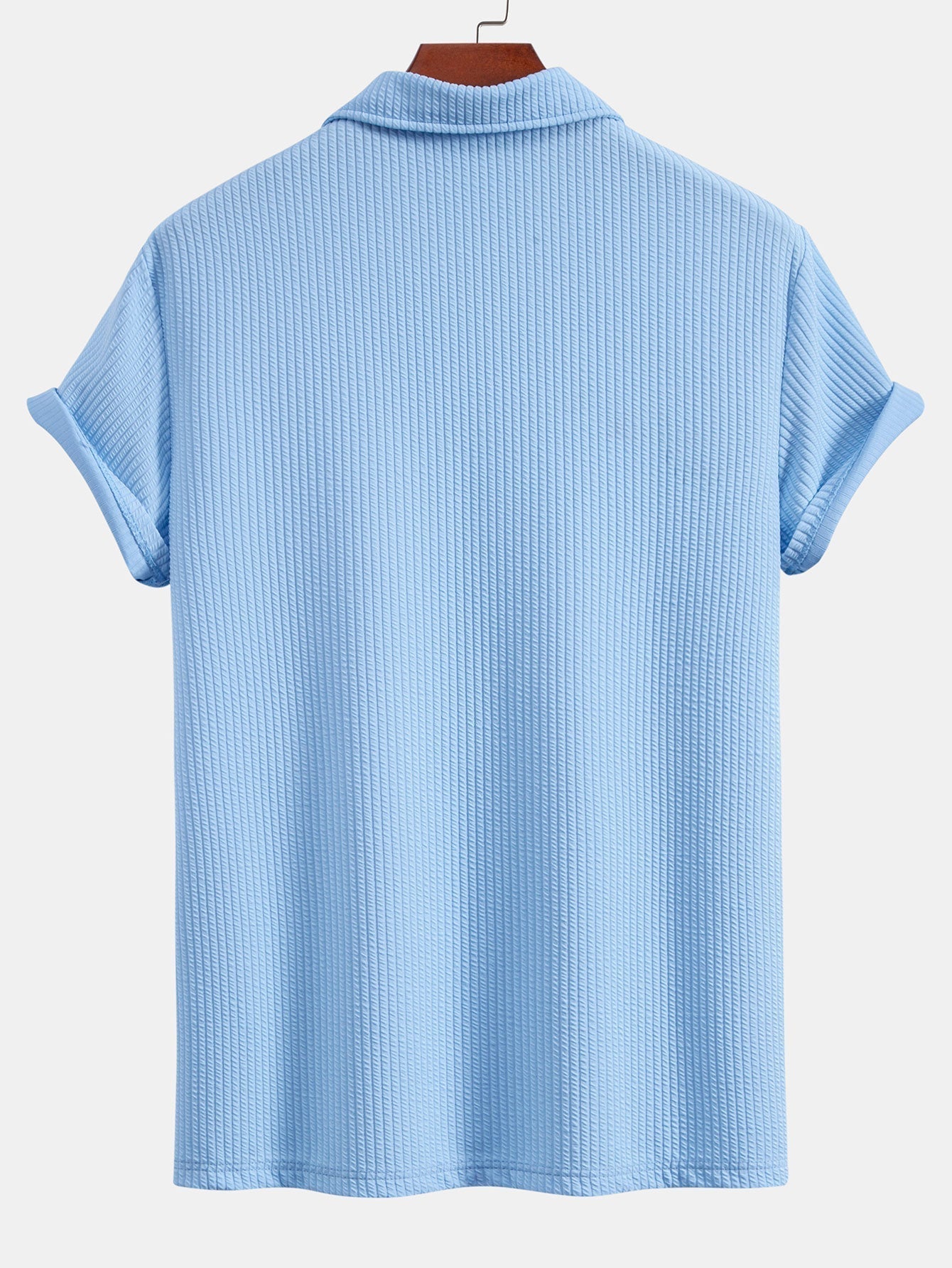 Textured V-Neck Polo & Trousers Set