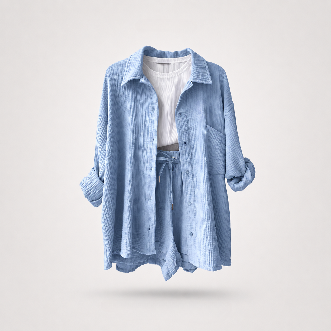 Conjunto de camisa y pantalón corto Riviera Crinkle