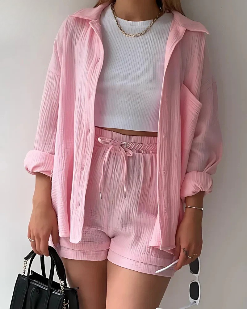 Conjunto de camisa y pantalón corto Riviera Crinkle
