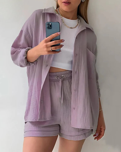 Conjunto de camisa y pantalón corto Riviera Crinkle
